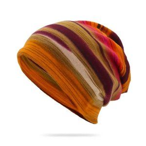 Brand New Orange Multi-Color Lightweight Striped Beanie Hat for Women , Headband